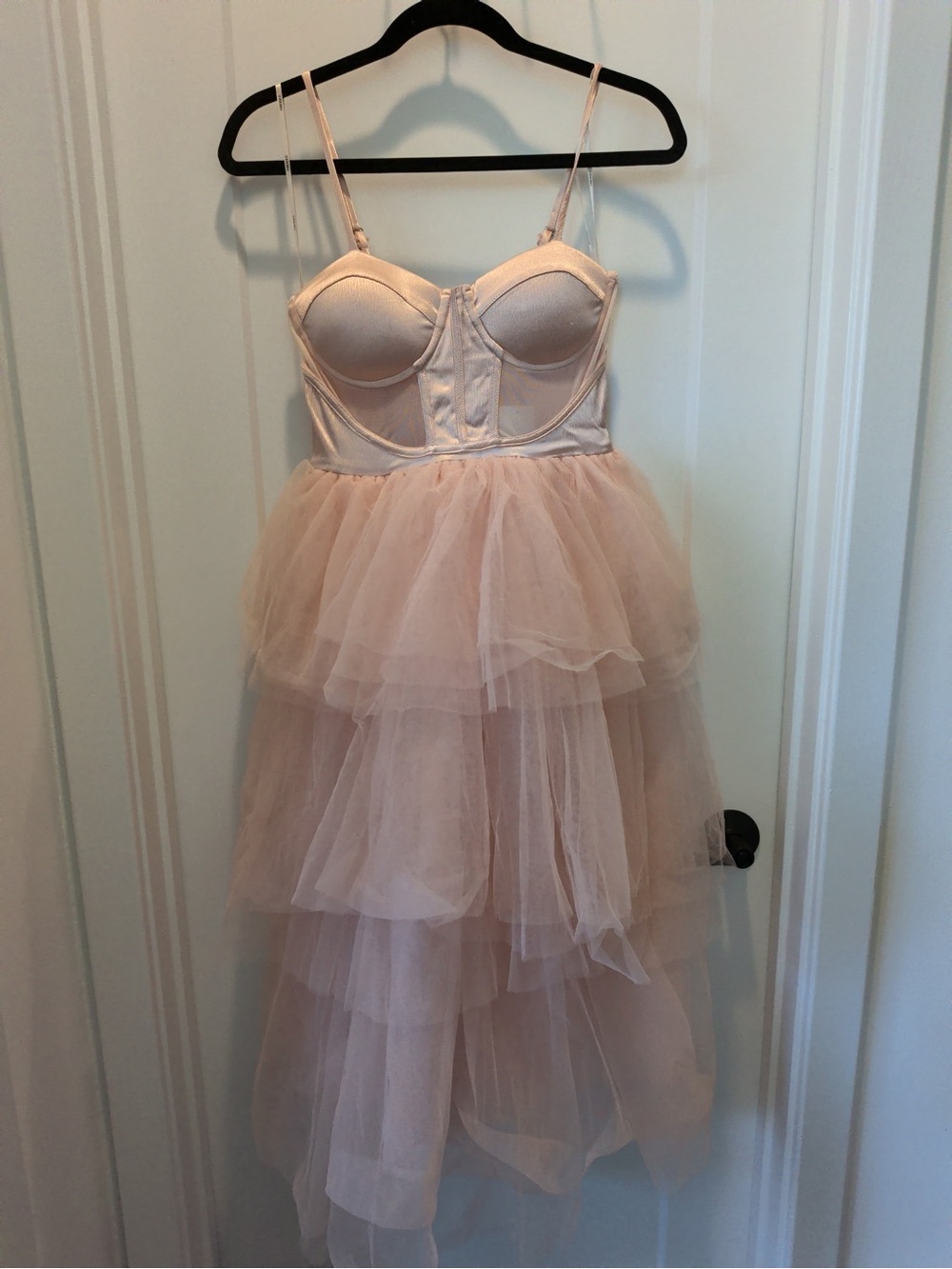Forever 21 Blush Pink Tiered Tulle Midi Dress